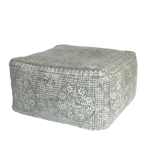 Homeroots Light Gray Patterned Rectangle Pouf  Cotton 393476