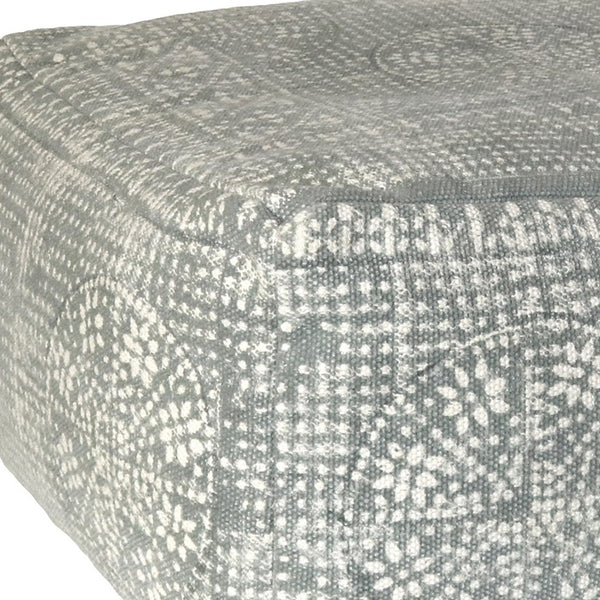 Homeroots Light Gray Patterned Rectangle Pouf  Cotton 393476