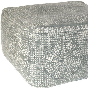 Homeroots Light Gray Patterned Rectangle Pouf  Cotton 393476