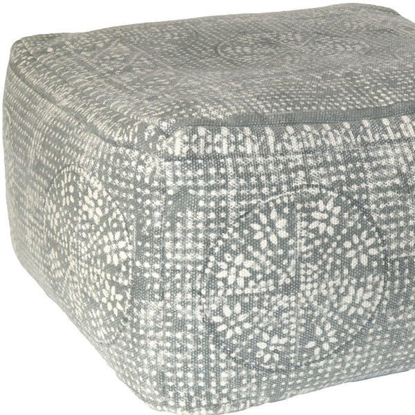 Homeroots Light Gray Patterned Rectangle Pouf  Cotton 393476