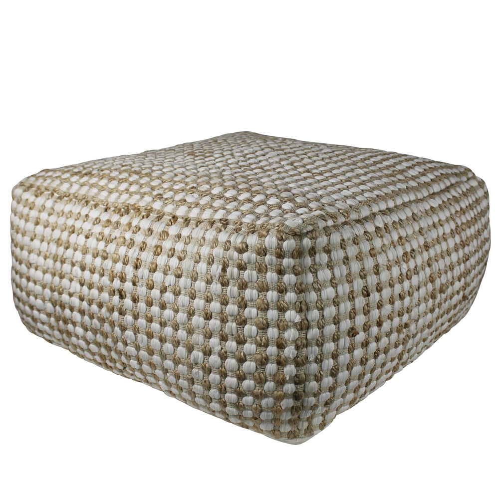 Homeroots Natural Hemp Dotted Rectangle Pouf  Hemp 393478