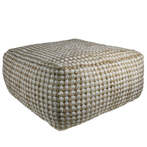Homeroots Natural Hemp Dotted Rectangle Pouf  Hemp 393478