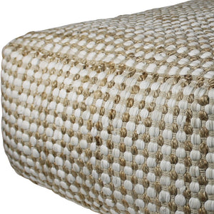Homeroots Natural Hemp Dotted Rectangle Pouf  Hemp 393478