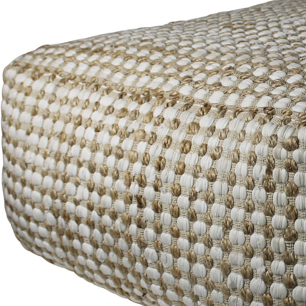 Homeroots Natural Hemp Dotted Rectangle Pouf  Hemp 393478
