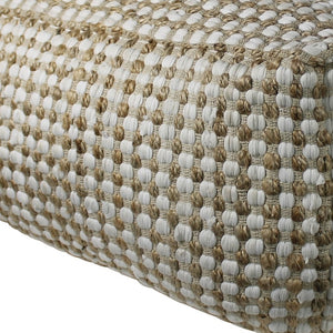 Homeroots Natural Hemp Dotted Rectangle Pouf  Hemp 393478