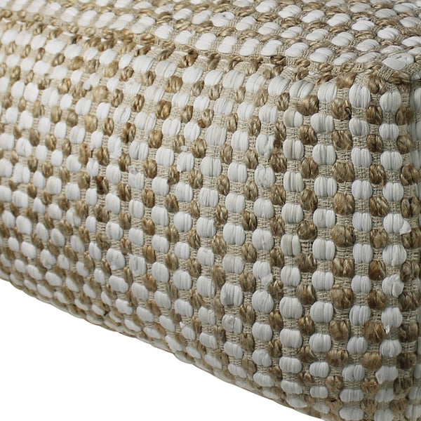 Homeroots Natural Hemp Dotted Rectangle Pouf  Hemp 393478