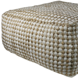 Homeroots Natural Hemp Dotted Rectangle Pouf  Hemp 393478