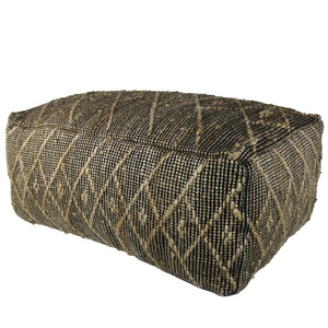 Homeroots Black Hemp Textured Rectangle Pouf  Hemp 393479