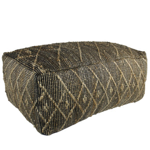Homeroots Black Hemp Textured Rectangle Pouf  Hemp 393479