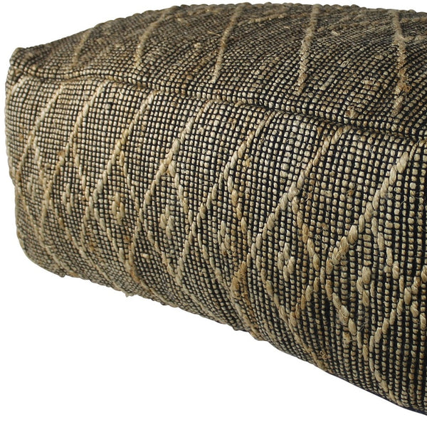 Homeroots Black Hemp Textured Rectangle Pouf  Hemp 393479