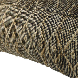 Homeroots Black Hemp Textured Rectangle Pouf  Hemp 393479