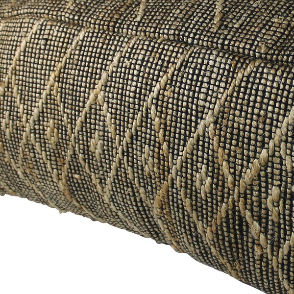 Homeroots Black Hemp Textured Rectangle Pouf  Hemp 393479