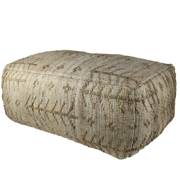 Homeroots Natural Hemp Textured Rectangle Pouf  Hemp 393480