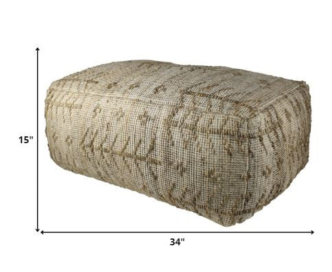 Homeroots Natural Hemp Textured Rectangle Pouf  Hemp 393480