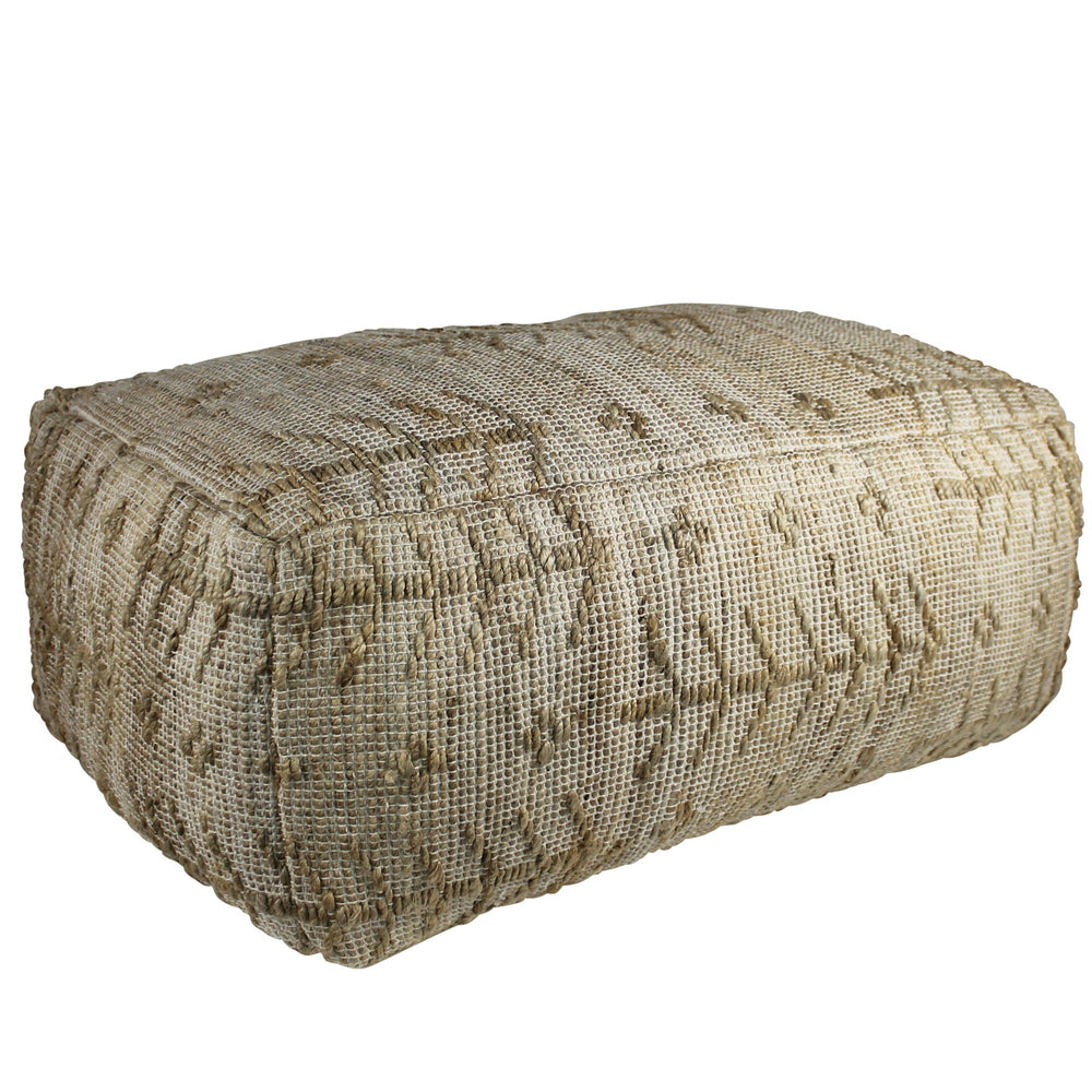 Homeroots Natural Hemp Textured Rectangle Pouf  Hemp 393480