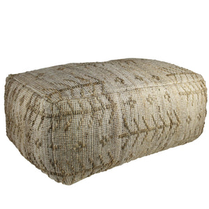 Homeroots Natural Hemp Textured Rectangle Pouf  Hemp 393480