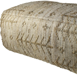 Homeroots Natural Hemp Textured Rectangle Pouf  Hemp 393480