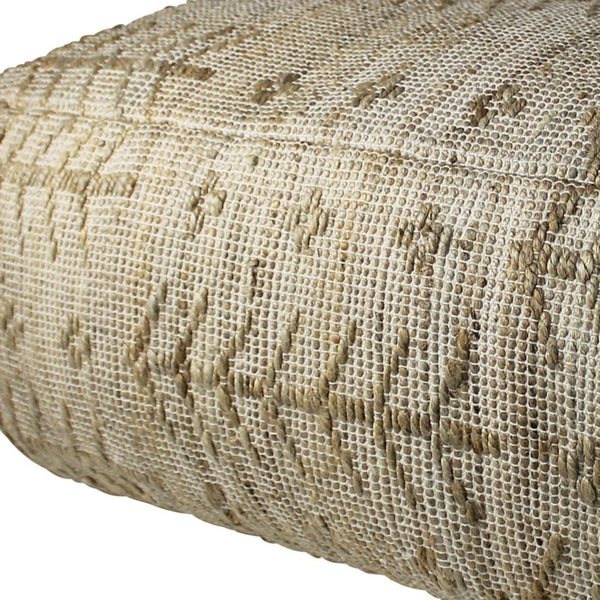 Homeroots Natural Hemp Textured Rectangle Pouf  Hemp 393480