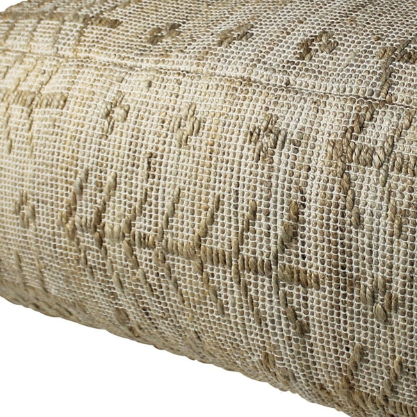 Homeroots Natural Hemp Textured Rectangle Pouf  Hemp 393480