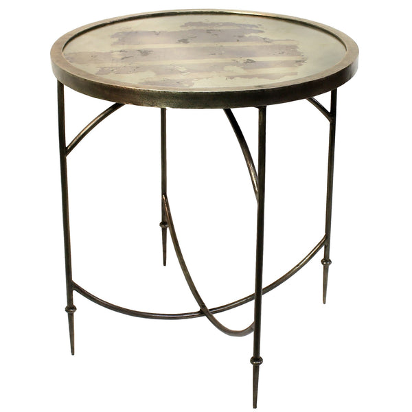 Homeroots 25" Nickel Iron Round End Table   393488