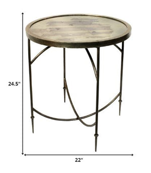 Homeroots 25" Nickel Iron Round End Table   393488