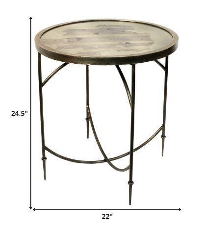 Homeroots 25" Nickel Iron Round End Table   393488
