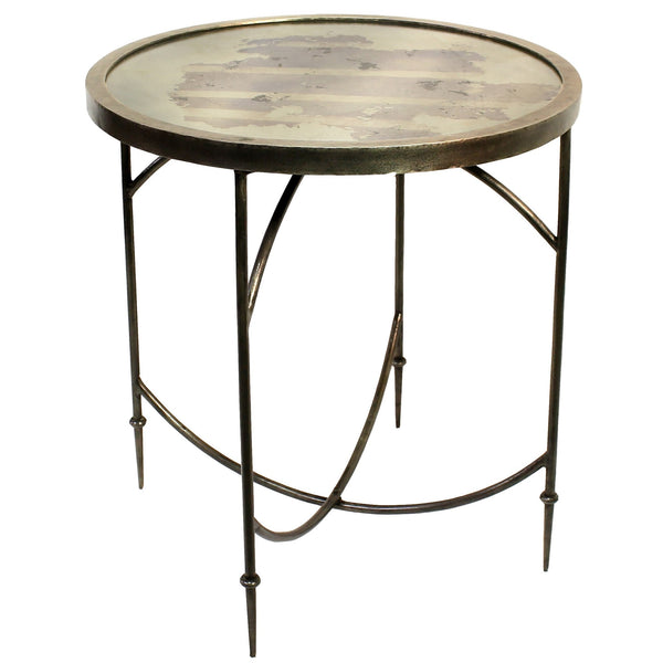Homeroots 25" Nickel Iron Round End Table   393488
