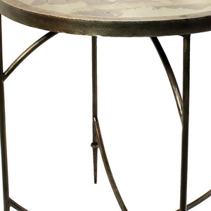 Homeroots 25" Nickel Iron Round End Table   393488