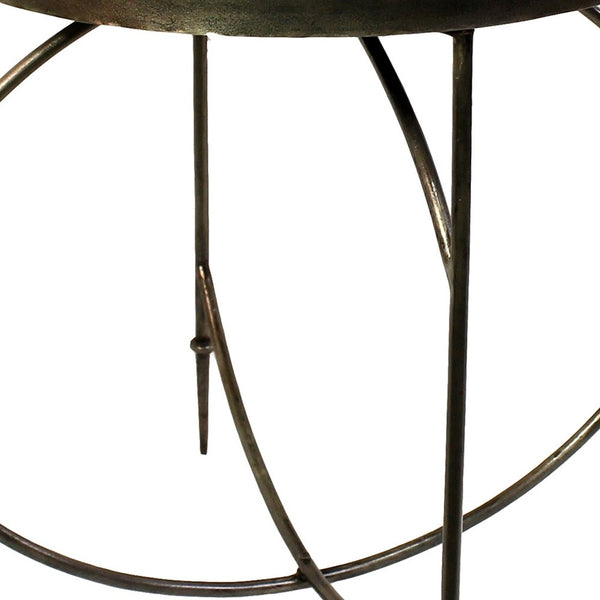 Homeroots 25" Nickel Iron Round End Table   393488