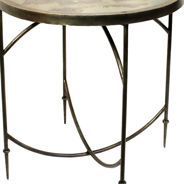 Homeroots 25" Nickel Iron Round End Table   393488