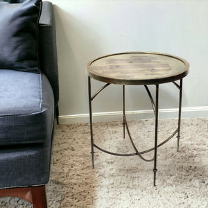 Homeroots 25" Nickel Iron Round End Table   393488