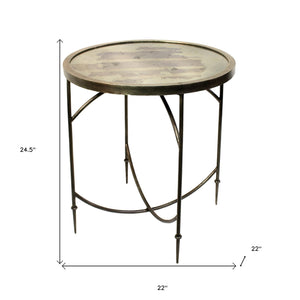 Homeroots 25" Nickel Iron Round End Table   393488