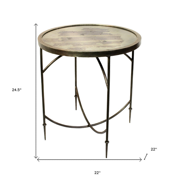 Homeroots 25" Nickel Iron Round End Table   393488