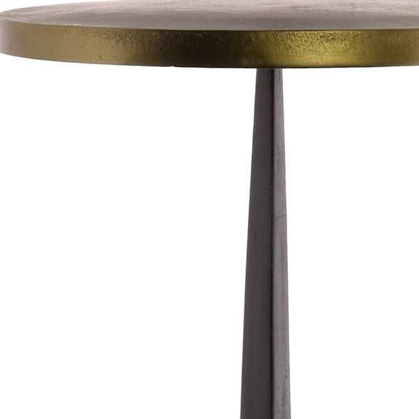 Homeroots 21" Black And Antiqued Bronze Distressed Iron Round End Table   393491