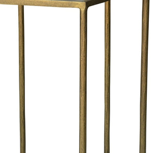 Homeroots 24" Brass And White Iron Round End Table   393495