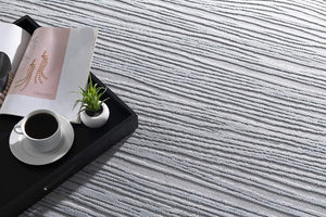 Homeroots 7' X 9' Gray And Ivory Striped Power Loom Area Rug  Polyester 393515