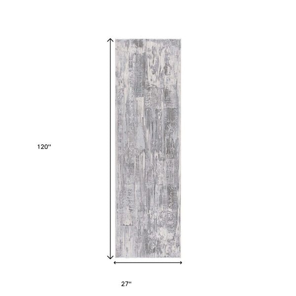 HomeRoots 10' Blue Abstract Power Loom Runner Rug - Stylish, Durable Design for High-Traffic Hallways & Entryways 2' x 10' 393518
