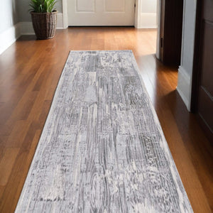 HomeRoots 10' Blue Abstract Power Loom Runner Rug - Stylish, Durable Design for High-Traffic Hallways & Entryways 2' x 10' 393518