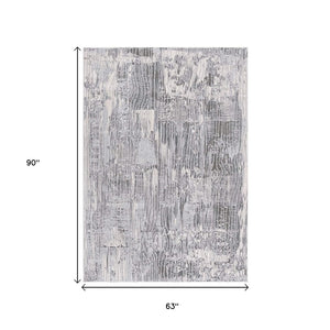 HomeRoots 10' Blue Abstract Power Loom Runner Rug - Stylish, Durable Design for High-Traffic Hallways & Entryways 5' X 7' 393528