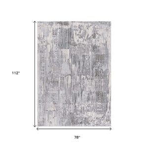 HomeRoots 10' Blue Abstract Power Loom Runner Rug - Stylish, Durable Design for High-Traffic Hallways & Entryways 6' X 9' 393529