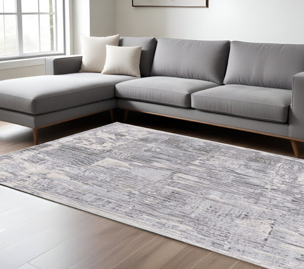 HomeRoots 10' Blue Abstract Power Loom Runner Rug - Stylish, Durable Design for High-Traffic Hallways & Entryways 8' X 10' 393530