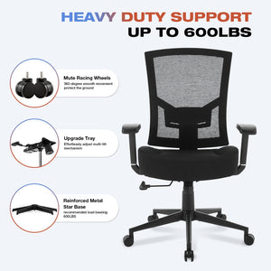 English Elm Big and Tall Ergonomic Mesh Chair 600lb Capacity Lumbar Support Memory Foam Seat W1521P483028