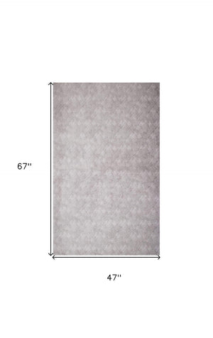 HomeRoots 4' Gray Distressed Diamonds Area Rug - Luxurious Soft Texture for Modern and Transitional Spaces 4' X 6' 393541