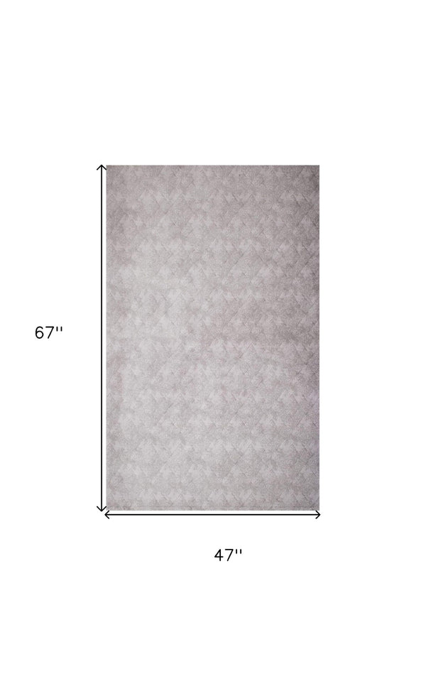 HomeRoots 4' Gray Distressed Diamonds Area Rug - Luxurious Soft Texture for Modern and Transitional Spaces 4' X 6' 393541