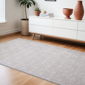 HomeRoots 4' Gray Distressed Diamonds Area Rug - Luxurious Soft Texture for Modern and Transitional Spaces 8' x 11' 393544