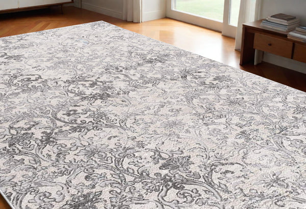 Homeroots 5' X 8' Cream Toile Power Loom Area Rug  Polyester 393547