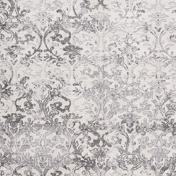HomeRoots 4' Gray and Ivory Toile Area Rug - Timeless Elegance with Plush Comfort for Any Living Space 7' X 10' 393548
