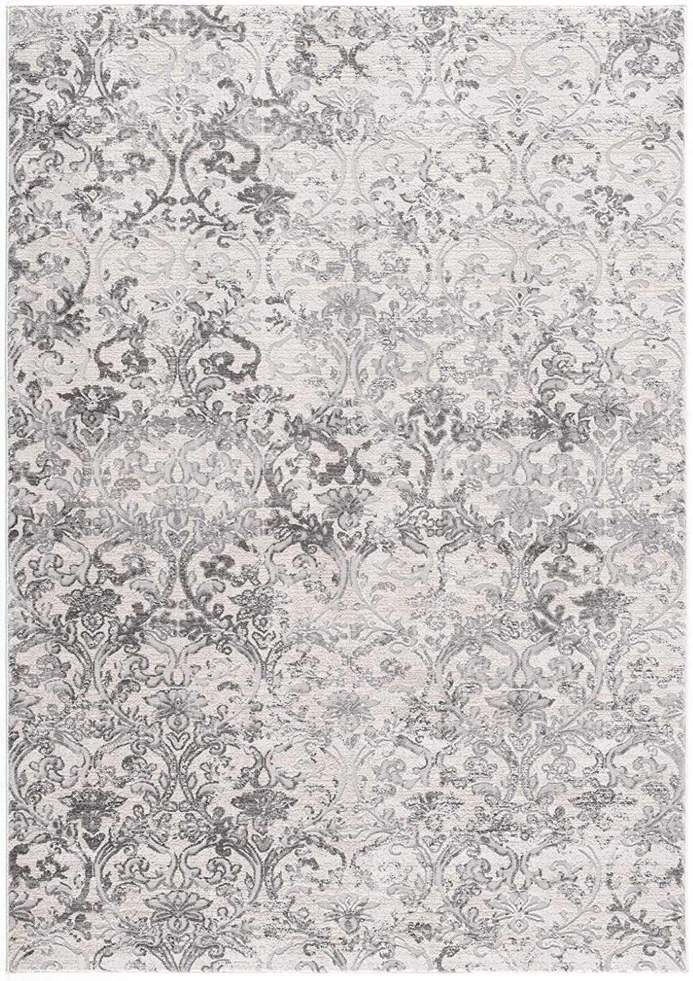 HomeRoots 4' Gray and Ivory Toile Area Rug - Timeless Elegance with Plush Comfort for Any Living Space 8' X 11' 393549