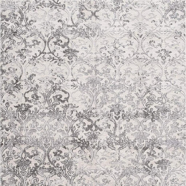 HomeRoots 4' Gray and Ivory Toile Area Rug - Timeless Elegance with Plush Comfort for Any Living Space 8' X 11' 393549