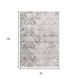 HomeRoots 4' Gray and Ivory Toile Area Rug - Timeless Elegance with Plush Comfort for Any Living Space 8' X 11' 393549